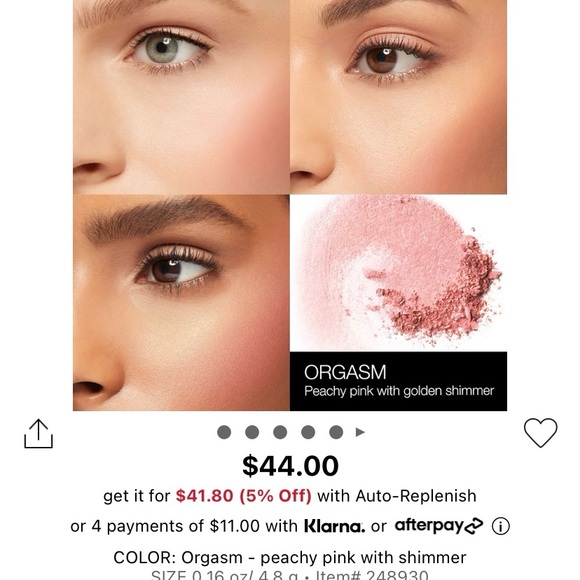 *Brand New* No Box Nars full size blush in “orgasm” - Picture 5 of 6